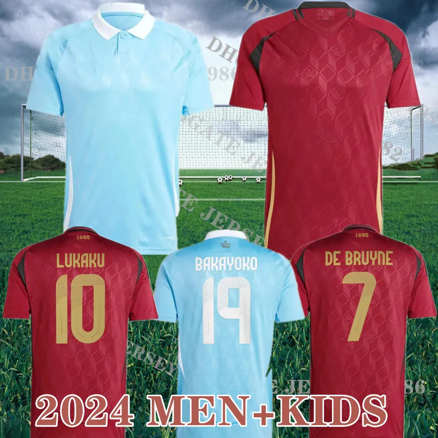 Belgien 24 25 Soccer Jersey de Bruyne Lukaku Doku 2024 National Team Football Shirt 2025 Men Kids Kit Set Home Away Train Carrasco Tielemans Bakayoko Trossard