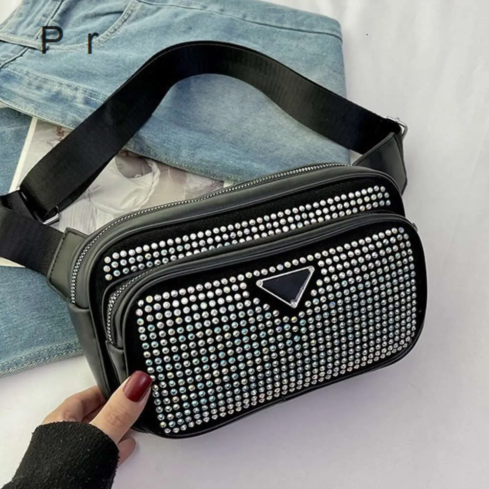 New Fashion Brilliant Diamond Bag Camera Womens Wtern Style One Shoulder Crossbody Water Portable Waist Bag