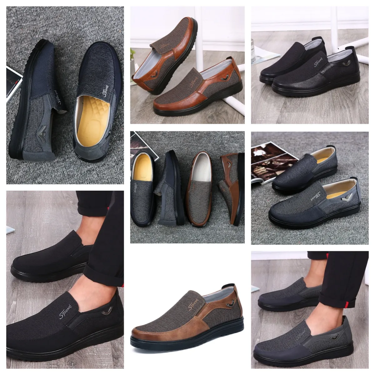 GAI confort hommes chaussures chaussures noires bout rond fête banquets en plein air costumes hommes affaires talon concepteur chaussure EUR 38-50 doux