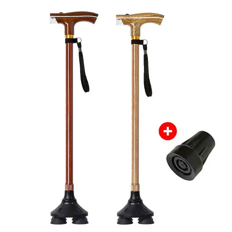 Pinnar äldre utdragbar upplyst belysning Stick utomhus Safe Old Man Crutches Lätt träkorn Non Slip T Walking Sticks