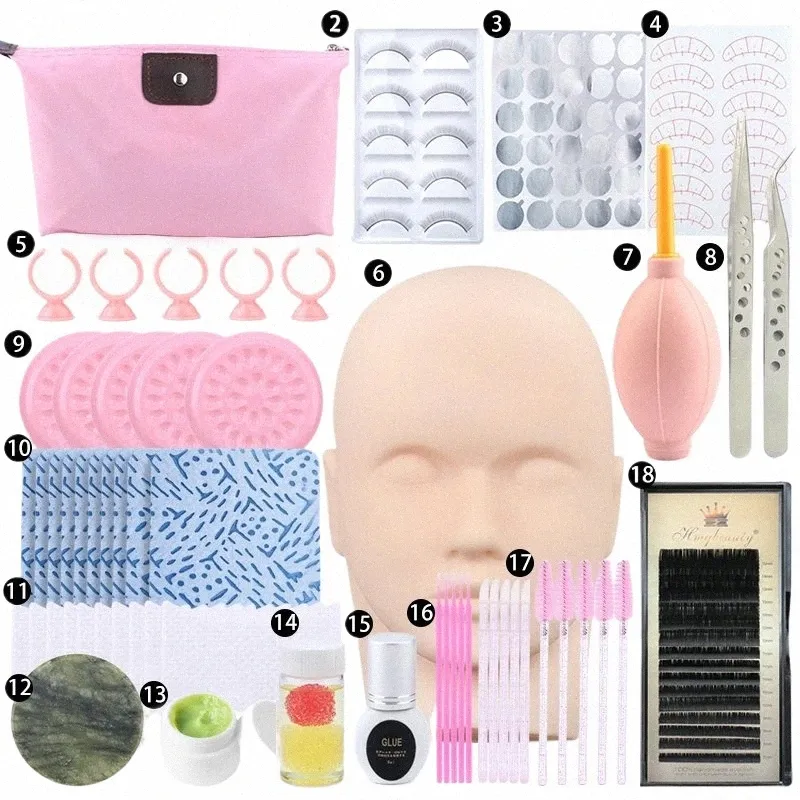 Falsk Eyel Extensi Training Kit Practice Eye Pad Pick Pincezers Lim Ring Brush L ympning Eyel Tools Makeup Set I0RZ#