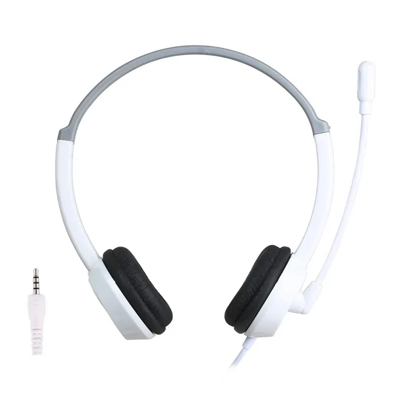 Kopfhörer/Headset-Headset, weiß, komfortabel, reine Klangqualität, hohe Empfindlichkeit, flexibel für Live-Übertragungen, kabelgebundene Kopfhörer mit 3,5-mm-Mikrofon