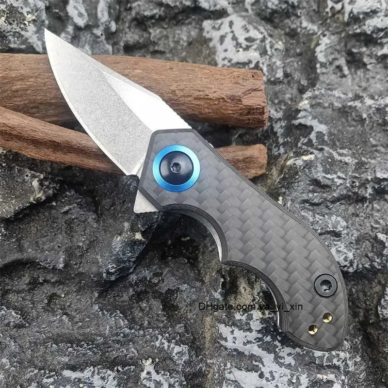 ZT 0022 Mini Folding Knife Portable Camping Pocket Knife CPM-20CV Blade CNC Carbon Fiber Handle Outdoor Defense Hunting Tools 0808 0562 BM 535 533