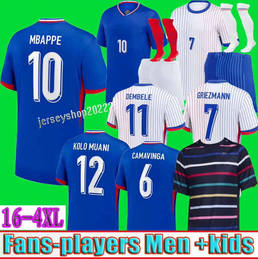 2024 Euro Cup French Home Jersey MBAPPE Soccer Jerseys DEMBELE COMAN SALIBA KANTE Maillot De Foot Equipe Maillots GRIEZMANN Kids Men Women Fans Player Football Shirt