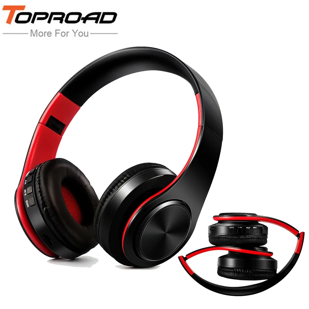 Hörlurar/headset Toproad Wireless Bluetooth hörlurar Stereo Headset Music Head Over Earphone med Mic för iPhone