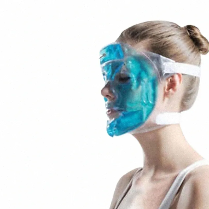 Maschera per il viso in gel freddo Ice Compr Blu Full Face Idratante Freddo con Relaxati Faicial Pack Face Pad Q8AO #