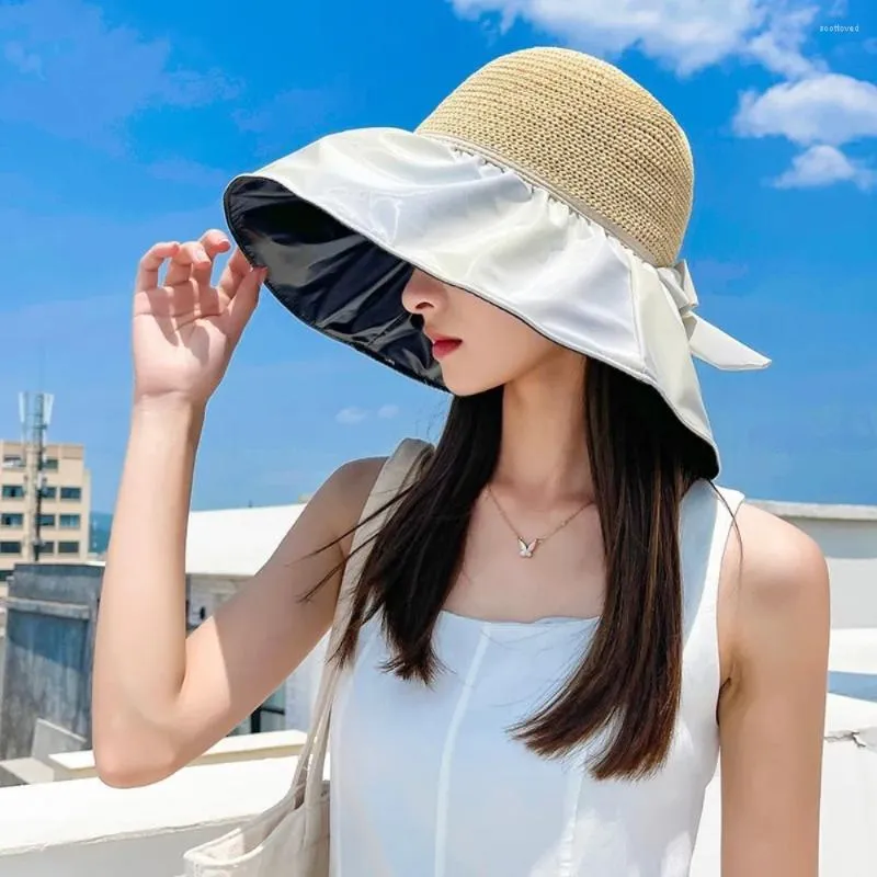 BERETS UV Protection Bucket Hat for Women Portable Wide Wide Brim Brim Breatable Sun Hats Foldable Panama Cap