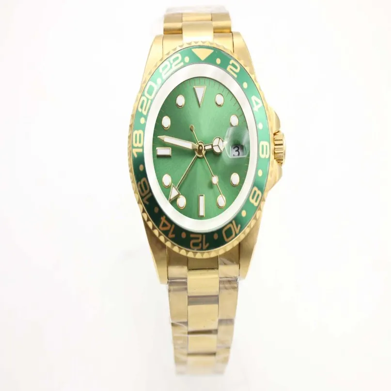 Men's mechanical watch 116710 business casual modern gold stainless steel case green side ring dial 4-pin calendar305d