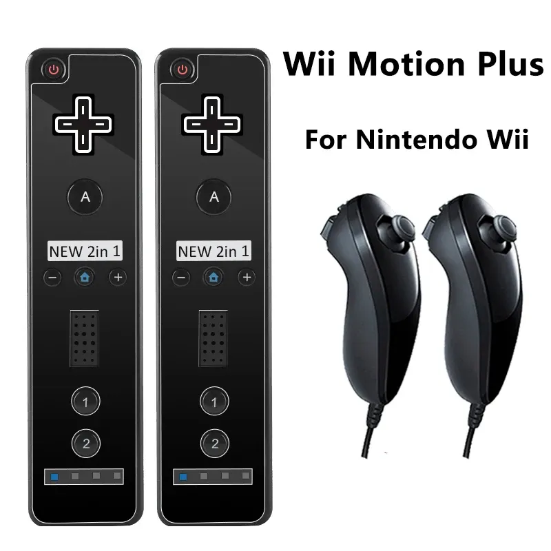 Manette de jeu télécommande pour Wii Motion Plus avec étui en silicone de remplacement pour Nintendo avec Nunchuk pour Nintendo Wii et Wii U cadeaux