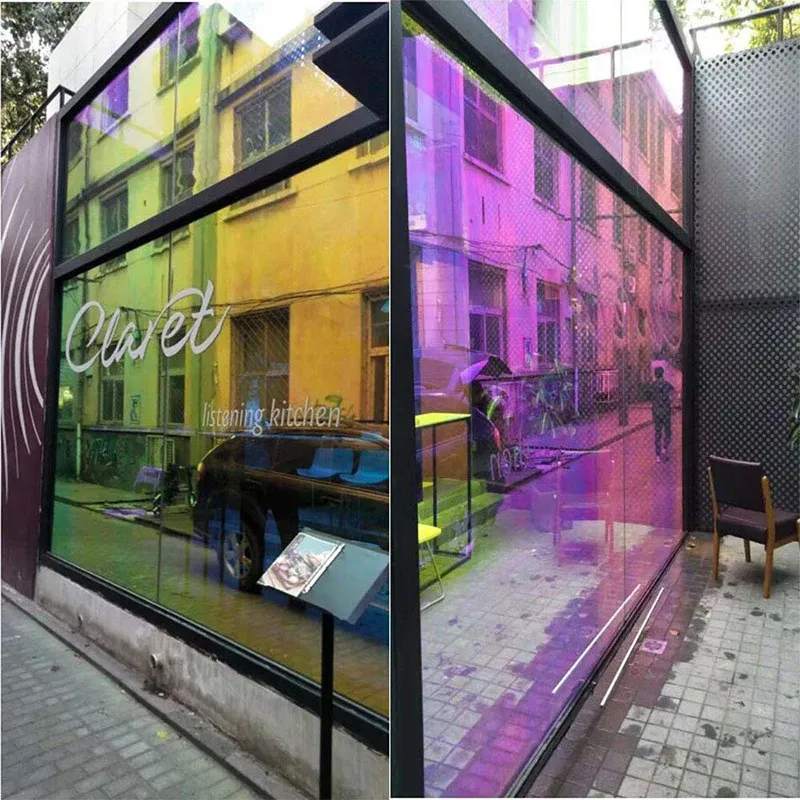 Filmer Mulsize Chameleon Window Film Färgglada fönsterfärg för hemmakontor Rainbow Color Glass Vinyl Self Lime Stained Glass Films