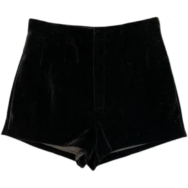 Short en velours noir pour vêtements d'extérieur pour femmes avec un haut a avec un pantalon d'été short pour femme 240323