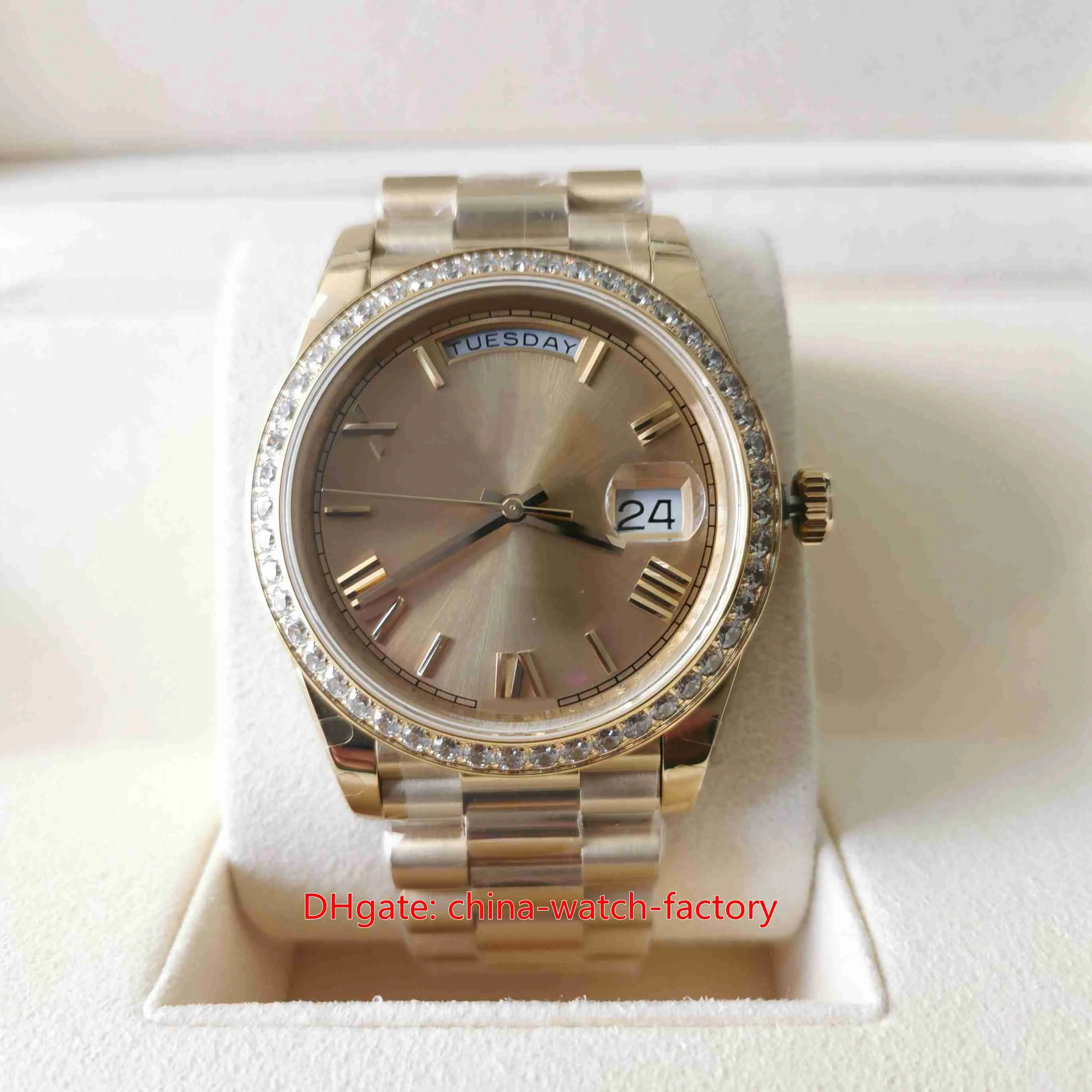 BP2813 Мужские часы высшего качества BP Factory 40 мм DayDate 228235 President Часы из 18-каратного желтого золота с бриллиантами и сапфировым стеклом Механические автоматические мужские наручные часы