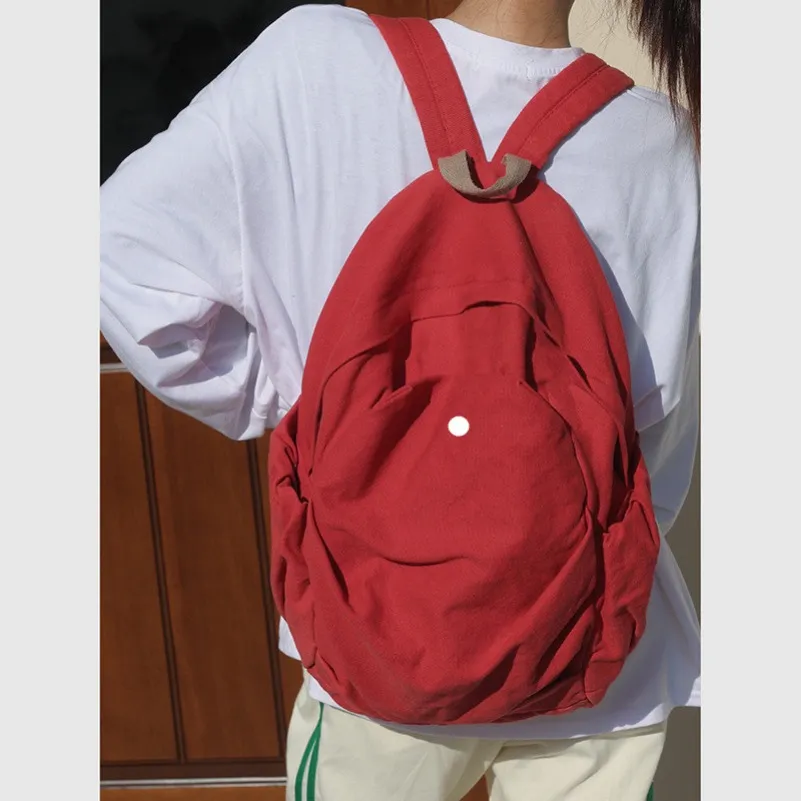 Lu mochila femenina simple todo estudiante universitario mochila femenina perezosa escuela secundaria mochila colgante lona femenina mochila de gran capacidad