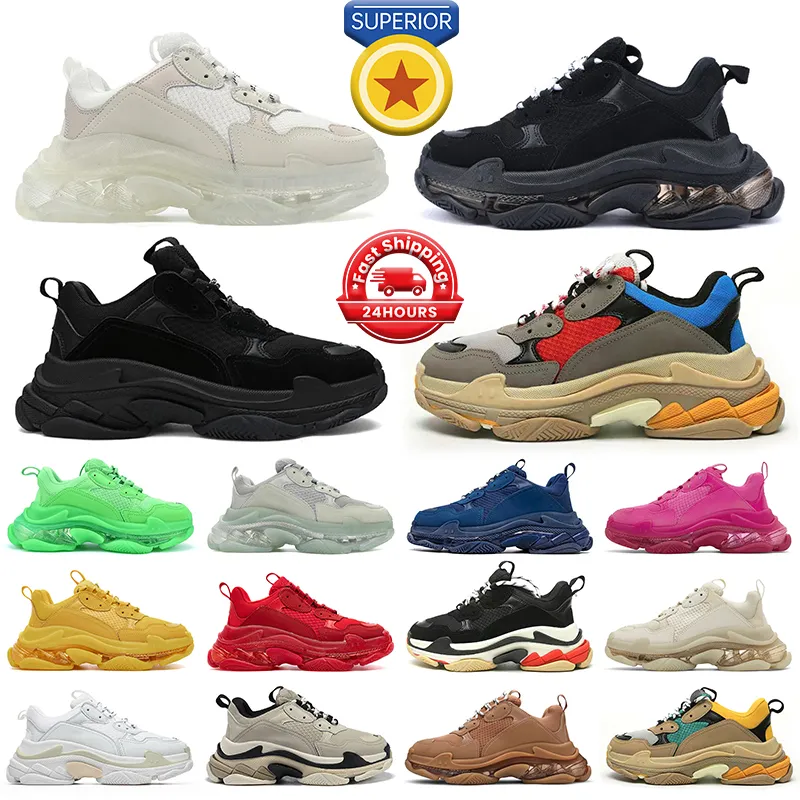 Designerskie buty potrójne sneakers mężczyźni kobiety przezroczyste czarne białe szary czerwony niebieski neon zielony różowy żółty żółty trenerzy damski platforma sportowa but tenisowy