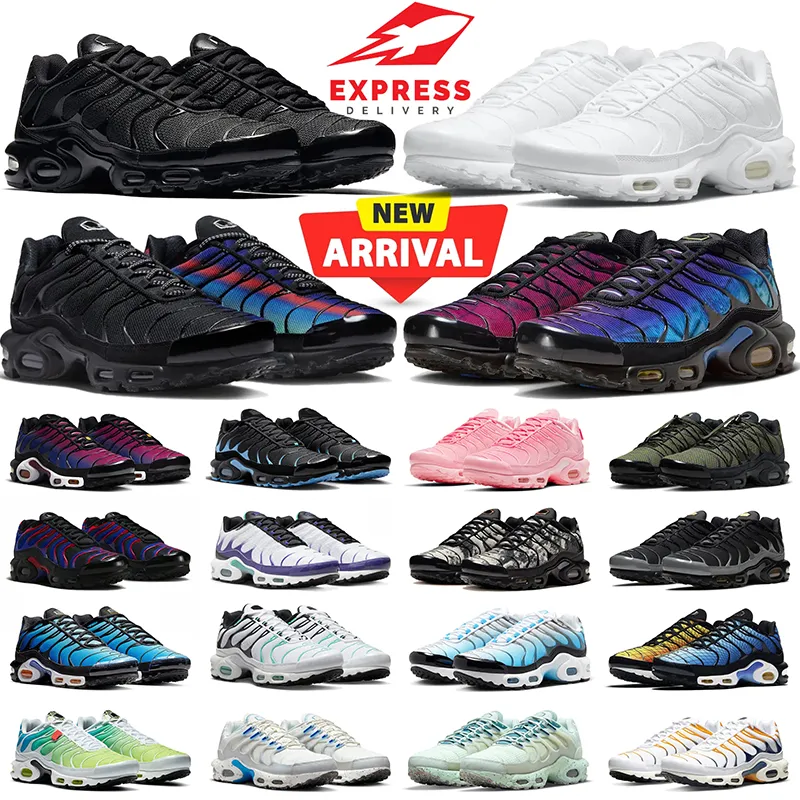 Nike Air Max Plus TN masculino feminino tênis de corrida triplo preto branco hiper azul voltagem roxo aqua prata masculino tênis