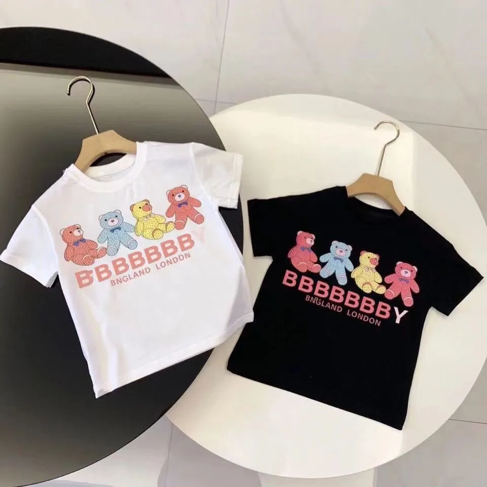 T-Shirts Tasarımcı Marka Bebek Çocuk Giyim Erkekler Lüks Kısa Kollu Tshirt Kızlar Mektup Giysileri Çocuk Giysileri Moda Sunmmer Giyim 90-160cm