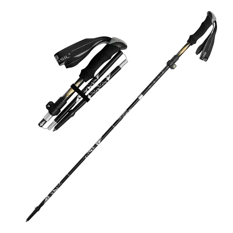 Pinnar 2st Light Weight Folding Trekking Poles Collapsible Telescopic 5Sections Walking Stick vandringsklättringspinnar