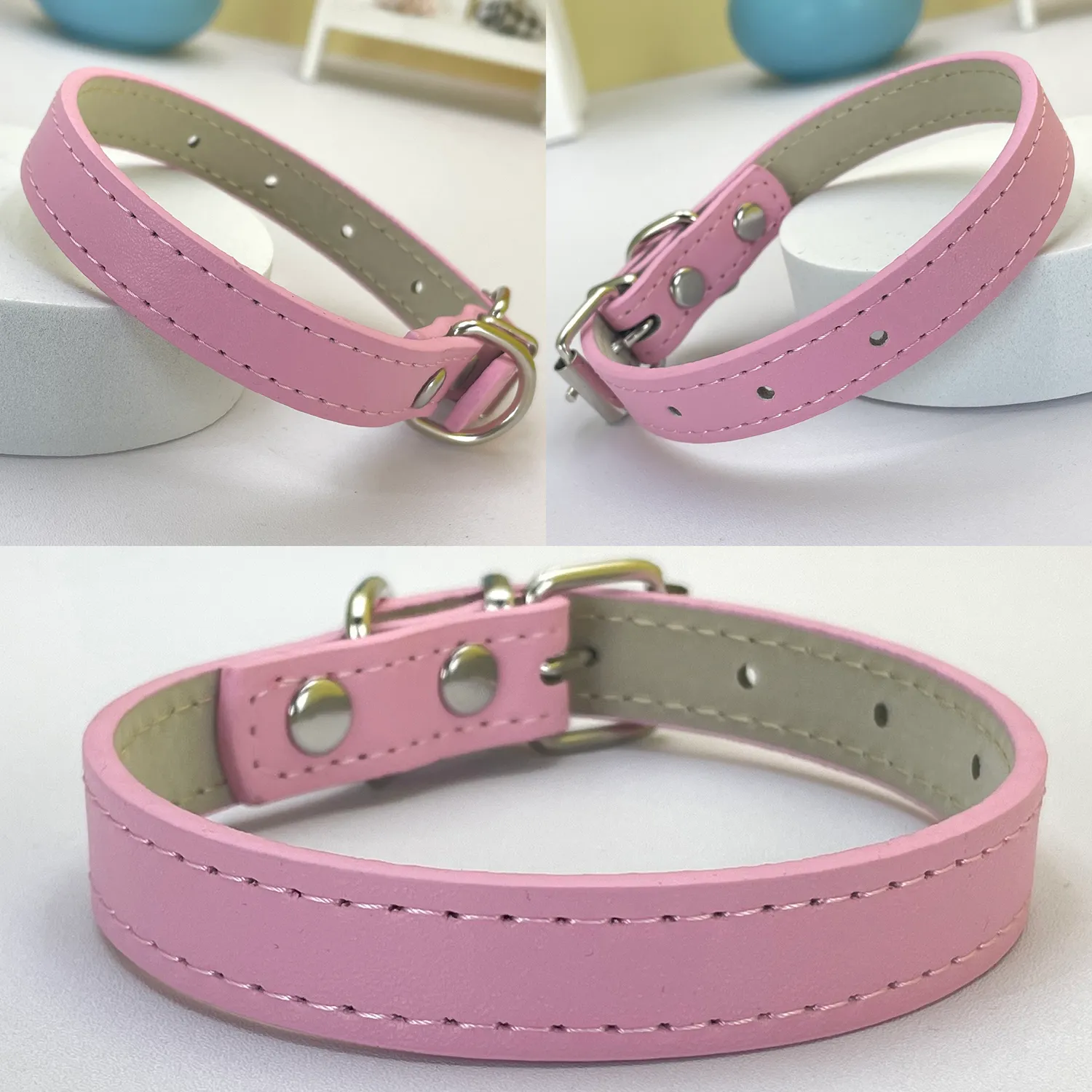 Mode PU-leer effen kleur halsband voor kleine honden, middelgrote honden, grote honden