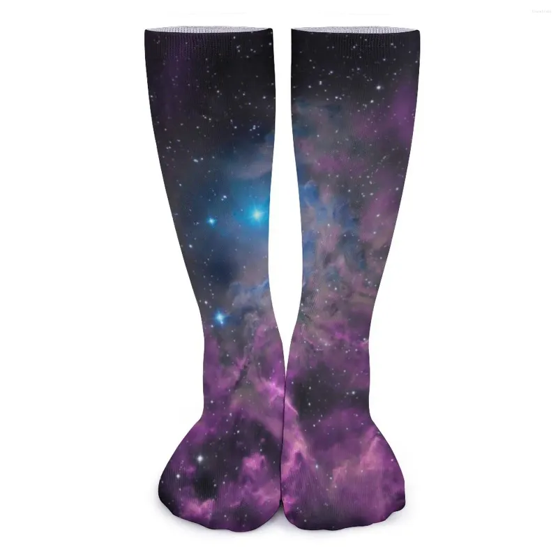 Women Socks Cloud Galaxy Stockings Flaming Star Nebula Design Casual Spring Non Skid Ladies Cycling High Quality