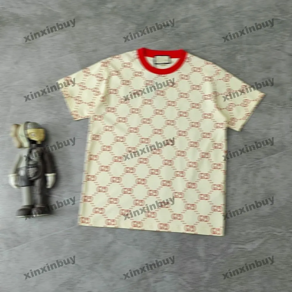 Xinxinbuy Мужская дизайнерская футболка 2024 Италия Двойная буквенная печать с коротким рукавом из хлопка женская серая, черная, абрикосовая, S-3XL