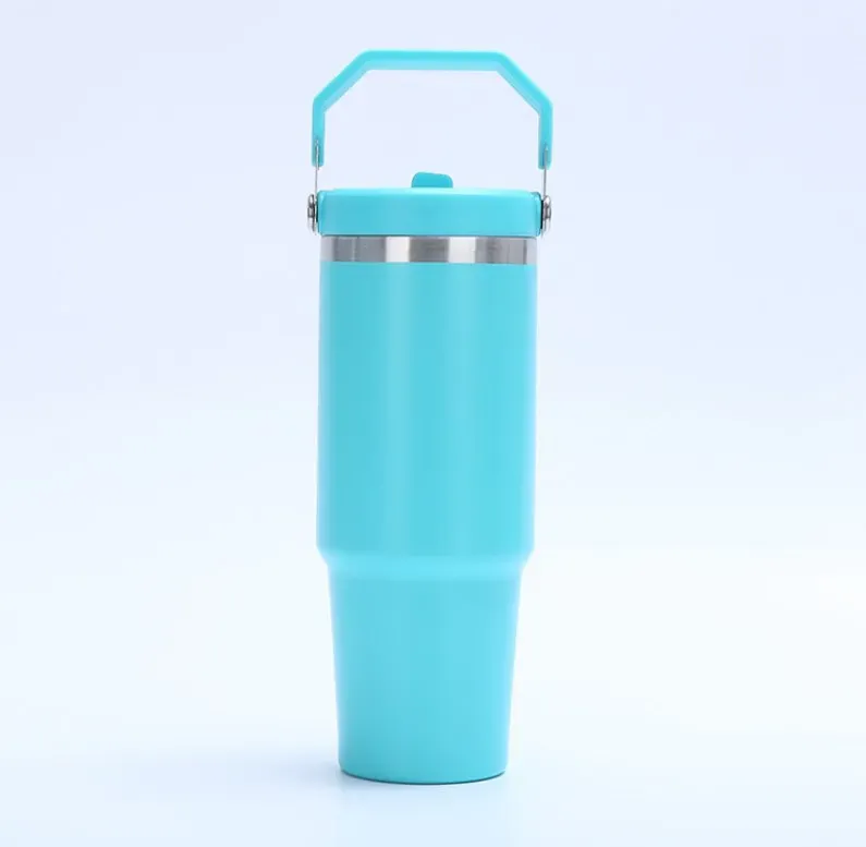 30oz matte tumbler with flip straw school macaron color double wall 304 Stainless Steel Insulated Travel Mug for custom DIY