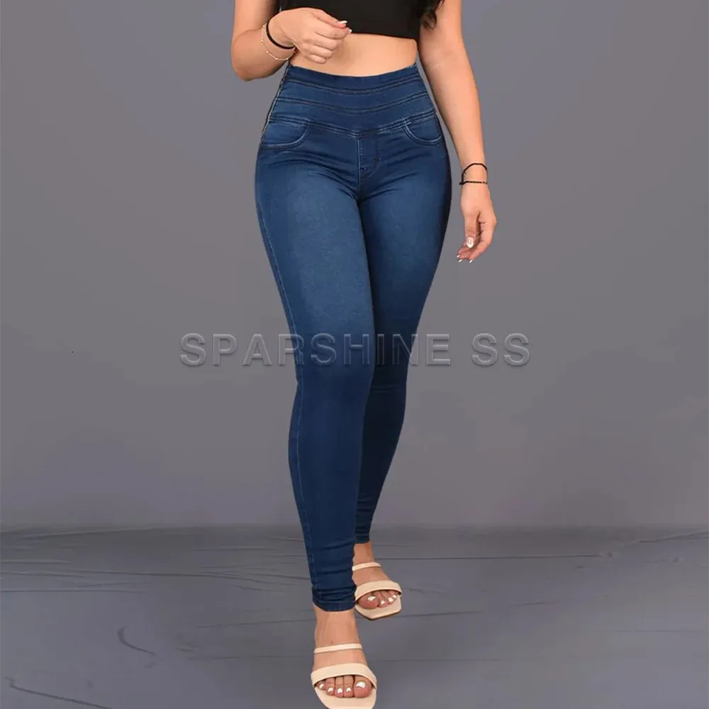 Womens Pencil Pants Autumn Winter High midjed Casual byxor Slimming Streetwear Female Push Up Fashion Jeans Plus Size 240320