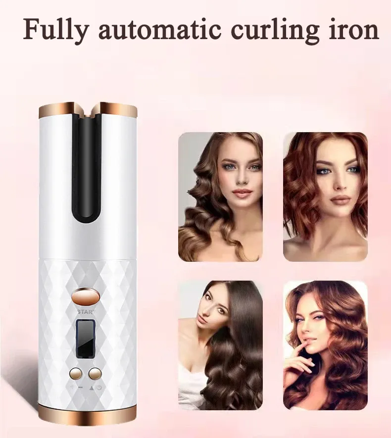 Fers à coiffure automatique Curling Iron sans fil à serpentins fer à coiffure portable curleur USB RECHARGable Hair Curler Femmes Curls Waves Tool