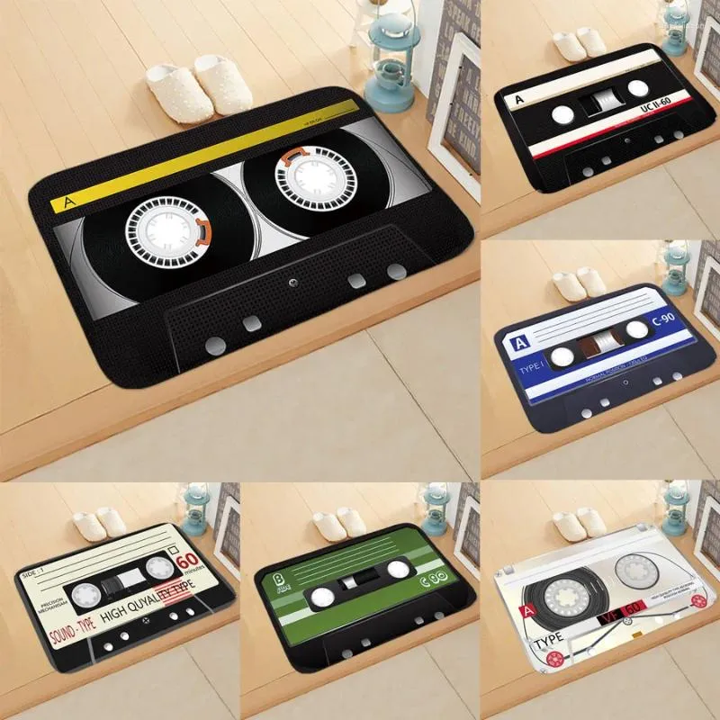 Tapijten Retro Muziek Tape Tapijt Vloermat Deurmat Creatieve Cassette Decoratie Antislip Magnetisch Flanellen Tapijt