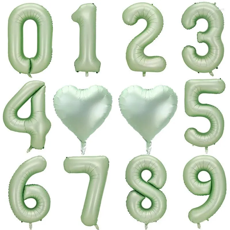 Decorazione per feste Color crema Palloncini con numeri verdi 1-9 Grande lamina digitale Palla di elio Ragazza Bambini Adulti Buon compleanno Matrimonio