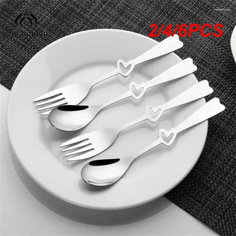 Kaffescoops 2/4/6st Machine Throwing Heart-Shaped Spoon Fork Slooth Edges Kitchen Tablesvis Creative dessert servis 12g