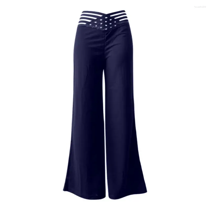 Pantaloni da donna Pantaloni eleganti da donna a gamba larga per elegante donna da ufficio con vita alta a forma di croce cava Gamba larga