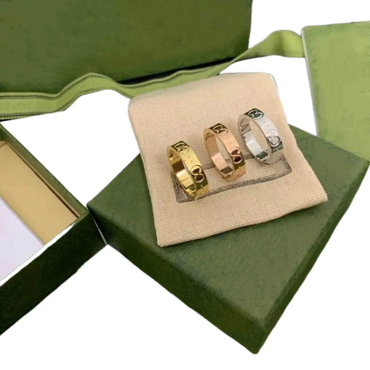 مصمم فاخر خاتم الذهب خاتم أزياء المجوهرات حلقات وعد الزفاف للمرأة للذكرى هدية