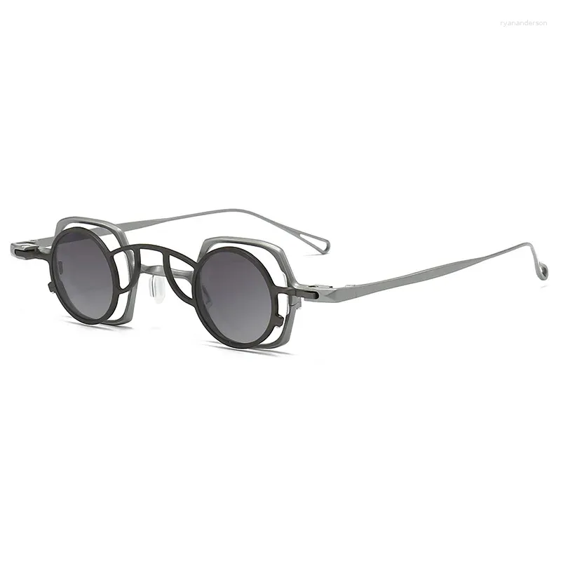 Lunettes de soleil RG1921TI Round Clip Up Premium Titanium Uv400 Fait à la main Marque de créateur Extra-léger Lunettes carrées unisexes