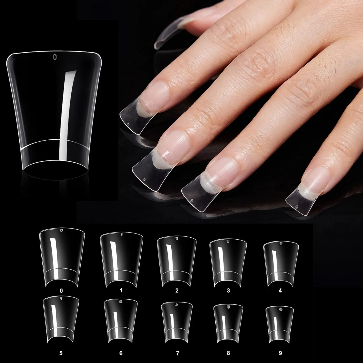 500 STUKS Eend Nagel Tips Brede Clear Valse Nagel Tips Acryl Nep Nagels Eend Voeten Nagels Met 10 Maten manicure 240318