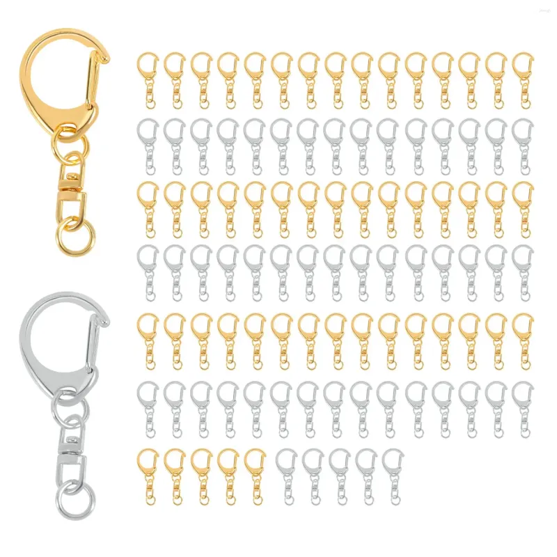 Storage Bottles 100 Piece D Hook Keychain Hardware With Jump Rings Metal Split Key Ring Clips Chain For Craft Charm Making DIY