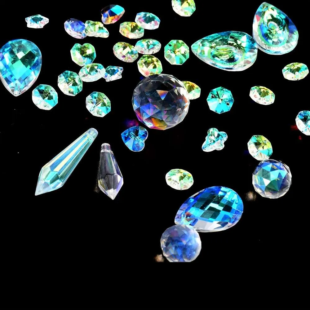 kryształowe zestawy Suncatcher Kryształy żyrandolowe pryzmaty części Rainbow Maker Wiselanty do witraży wiszące DIY Słońce Krzyki