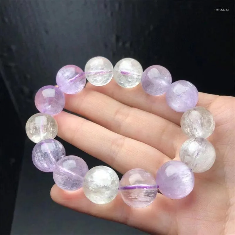 Figurines décoratives Bracelet Kunzite naturel fait à la main bijoux de guérison en cristal Bracelet extensible cadeau d'anniversaire pour enfants 1 pièce 15MM