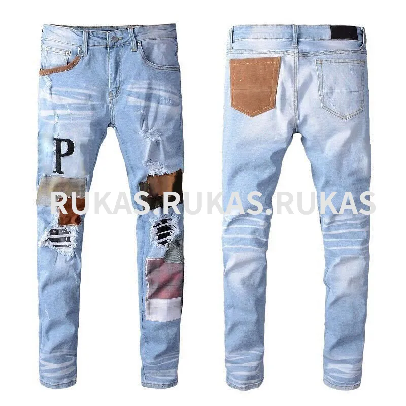 Pantalones vaqueros rasgados de lujo de nueva moda ~ Slip de seda alto y versátil, material de algodón cómodo, tamaño de EE. UU., diseñador para hombre con múltiples bolsillos