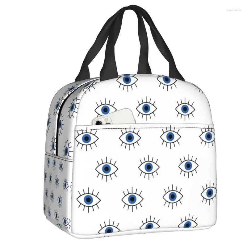 Sacs de rangement Bleu Turc Mauvais Oeil Sac Isolé Pour Camping Voyage Nazar Amulette Boho Refroidisseur Thermique Boîte À Lunch Femmes Enfants