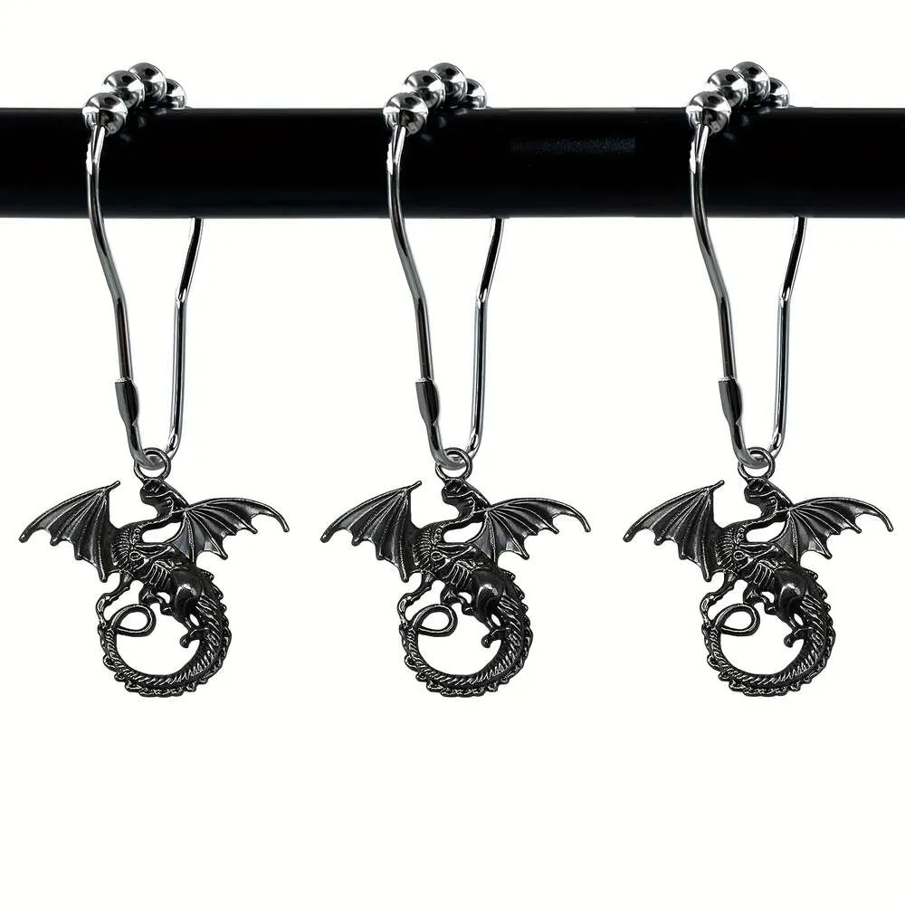12st Shaped Hooks, Decorative Home Flying Winged Dragon Medieval Fantasy Fairytale Mythical Beast Rustproof duschgardin