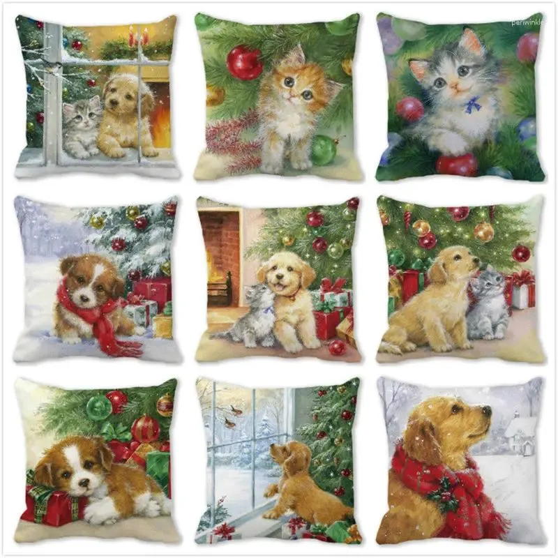 Cuscino Anno Copertina 2024 Natale Cucciolo Federa Bel Cane 45x45 Camera da letto Sedia da ufficio Arredamento di lusso B0353