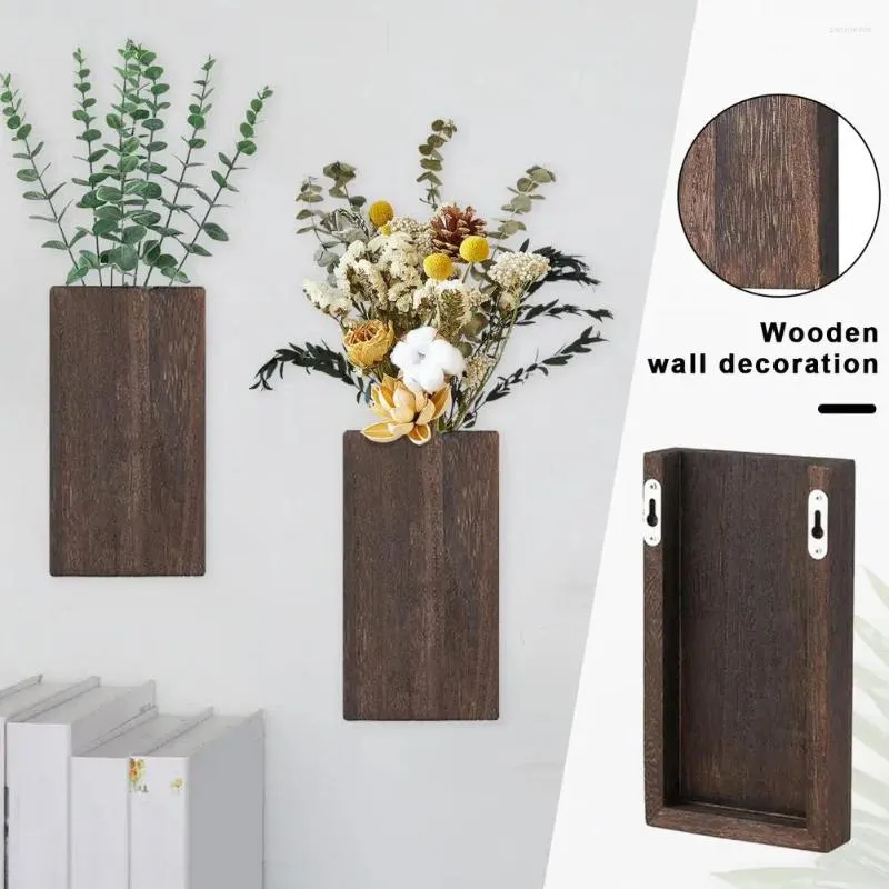 Vases en bois fabriqués à la main, jardinière murale en bois rustique pour décoration de ferme, chambre à coucher, bureau, plantes vertes