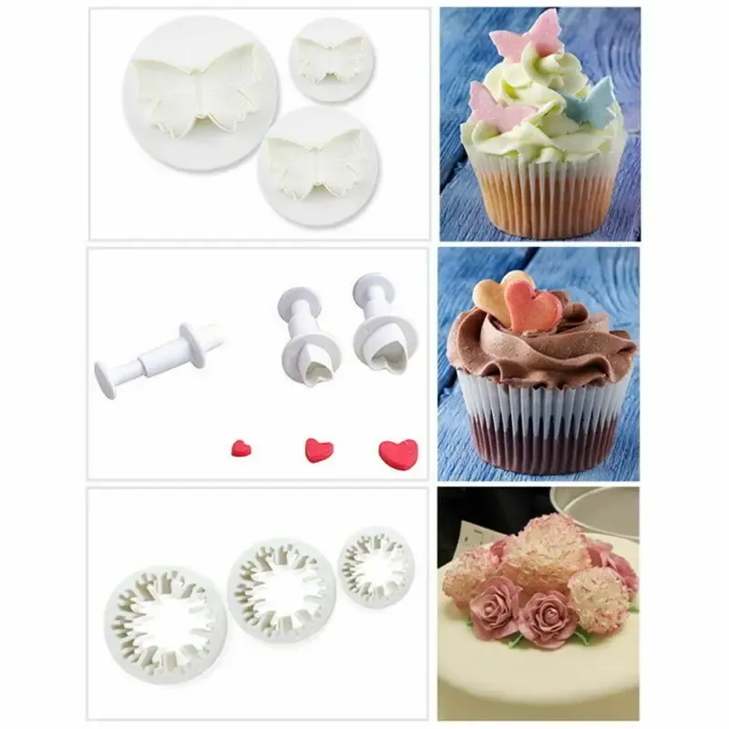 33 stücke Plunger Fondant Cutter Kuchen Werkzeuge Cookie Form Keks Form DIY Handwerk 3D Backformen Sets Neue Backform Gebäck konditorei