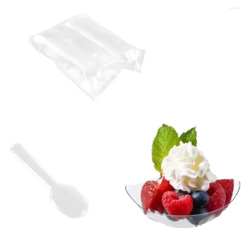 Couverts jetables 100 pcs transparents transparents en plastique transparent mini-épaississeur 7,5 2 cm de desserts de gâteau