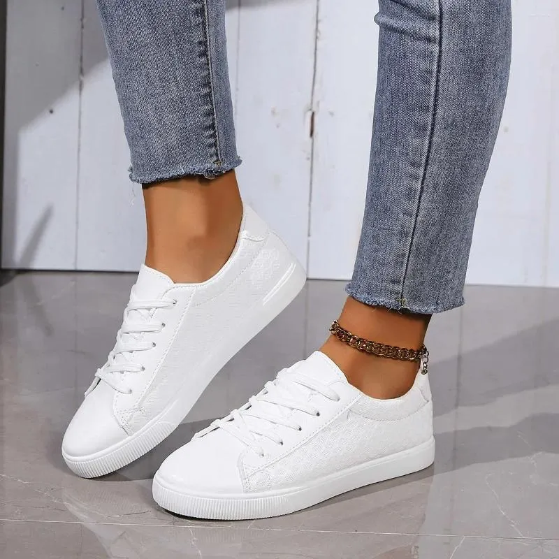 Zapatos informales pequeños blancos para mujer, versión de primavera, zapatos con cordones, cómodos zapatos planos antideslizantes para mujer, Zapatillas