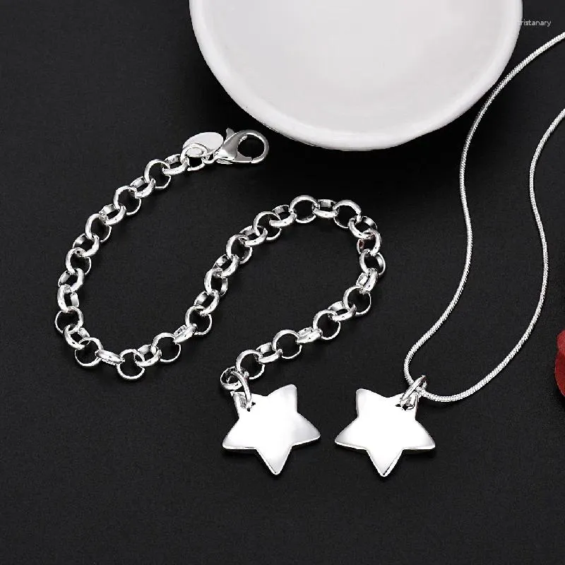 Necklace Earrings Set Silver Plated Pretty Star Bracelets For Women Fashion Party Wedding Accessories Christmas Gifts