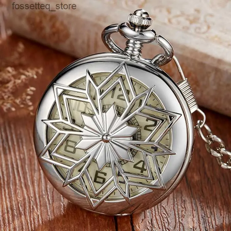 Montres de poche Mle feuilles losange lumineux mécanique poche remontage à la main pendentif chaîne Fob Vintage collier creux pour hommes cadeau L240322