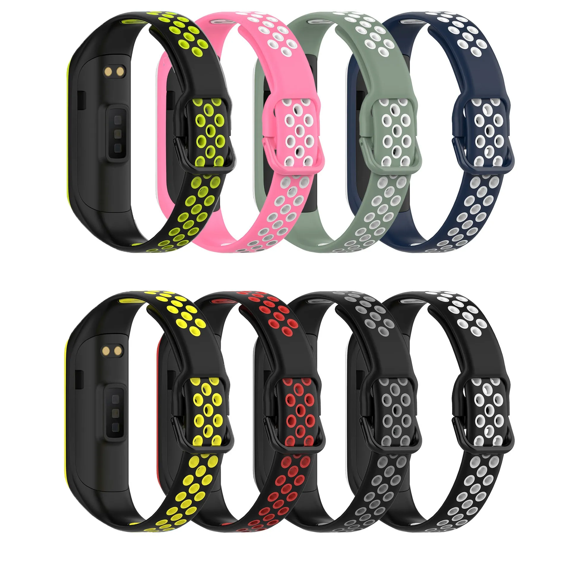 أحزمة سليكون سبورت سبورت لـ Samsung Galaxy FIT 2 FIT2 SM-R220 Dual Color Bracelet Smart Watch Watchband Correa