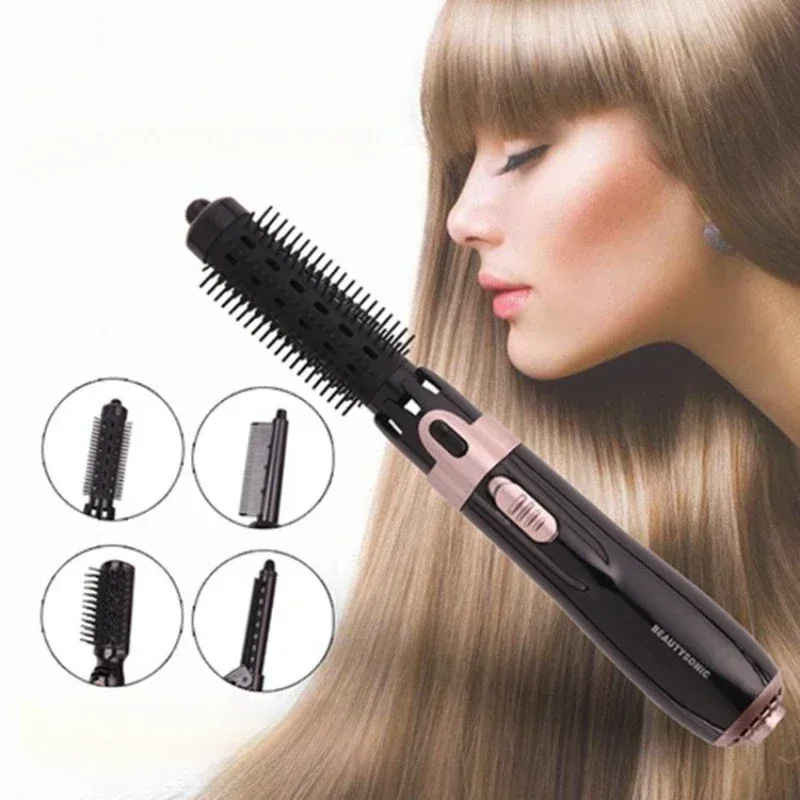 Irons 4 In 1 Multifunction Hot Air Brush Heating Comb Electric Hair Dryer Curler Staightener Rotating Hair Blower Curling Iron Styler
