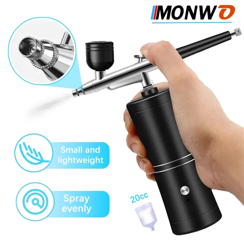 Wireless Airbrush Mini Air Compressor Kit Double Action Spray Gun For Face Beauty Nail Art Tattoo Craft Cake Paint 240322